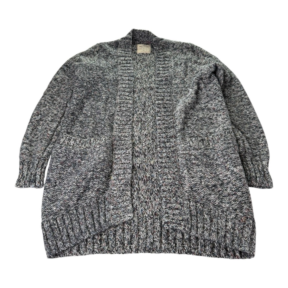 Hollister Women's Gray Marled Chunky Knit Open Front Cardigan Sweater Size S